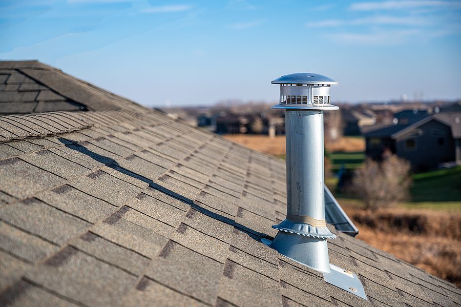 Close up of venting on residential rooftop